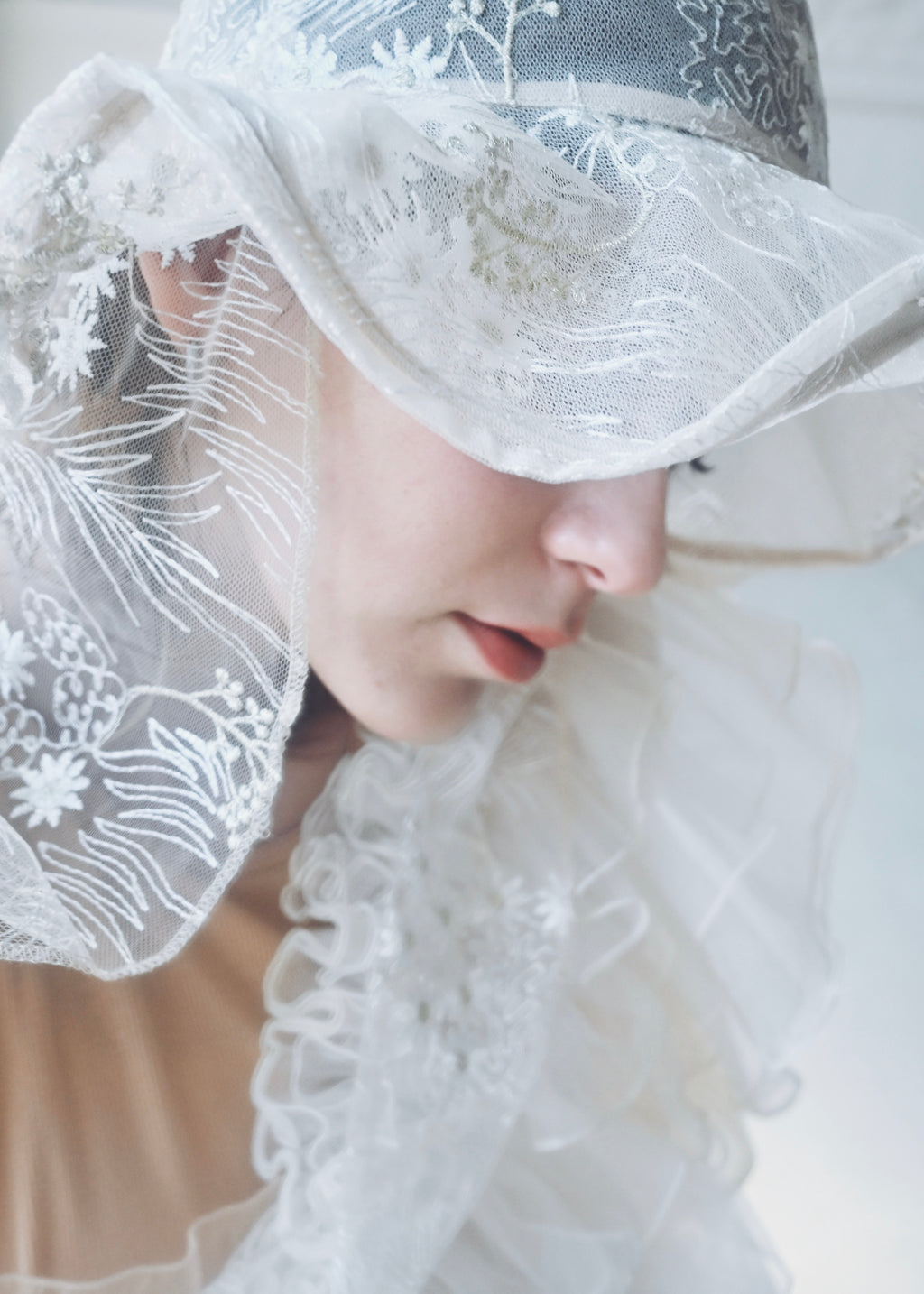 Astera White | Embroidered Lace Veil Hat