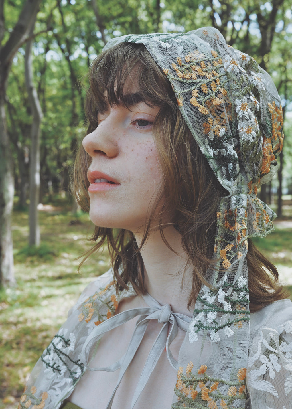Wild Meadow | Embroidred Lace Veil Hood