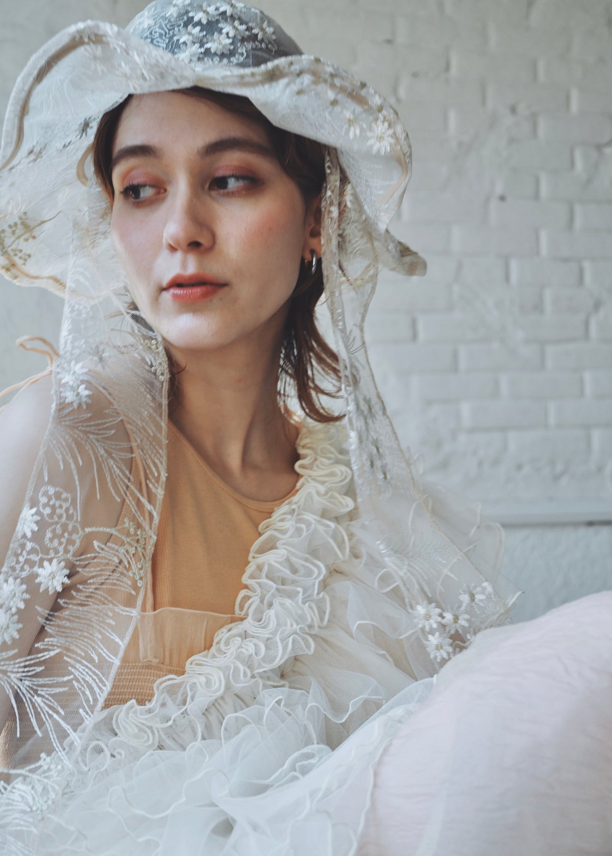 Astera White | Embroidered Lace Veil Hat