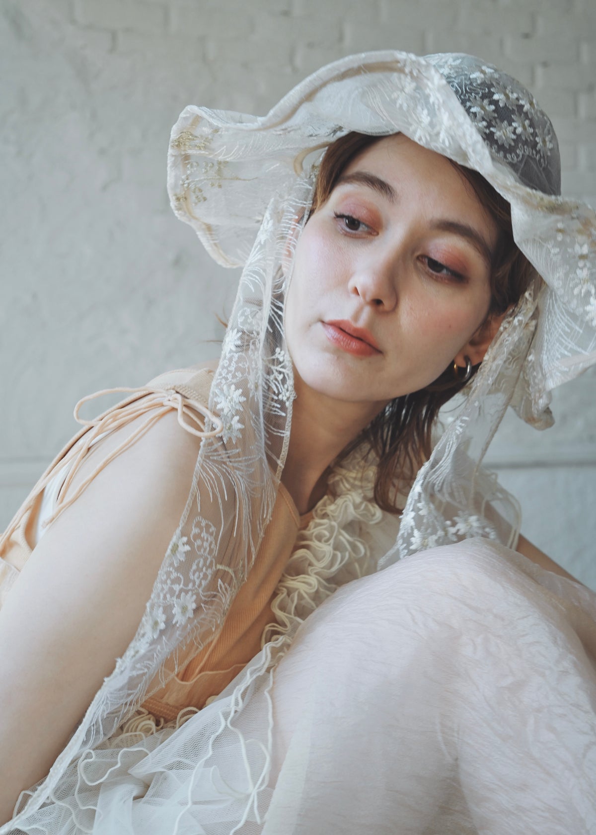 Astera White | Embroidered Lace Veil Hat
