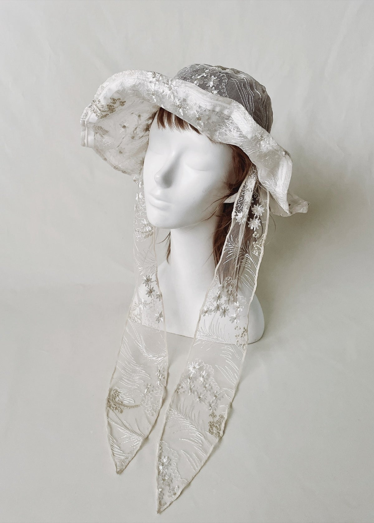 Astera White | Embroidered Lace Veil Hat