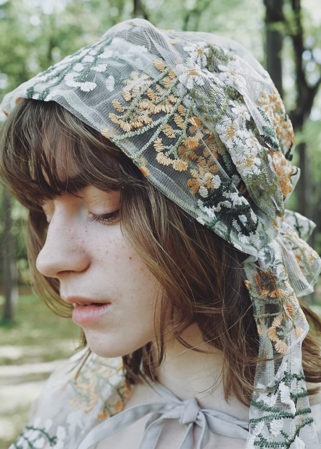 Wild Meadow | Embroidred Lace Veil Hood