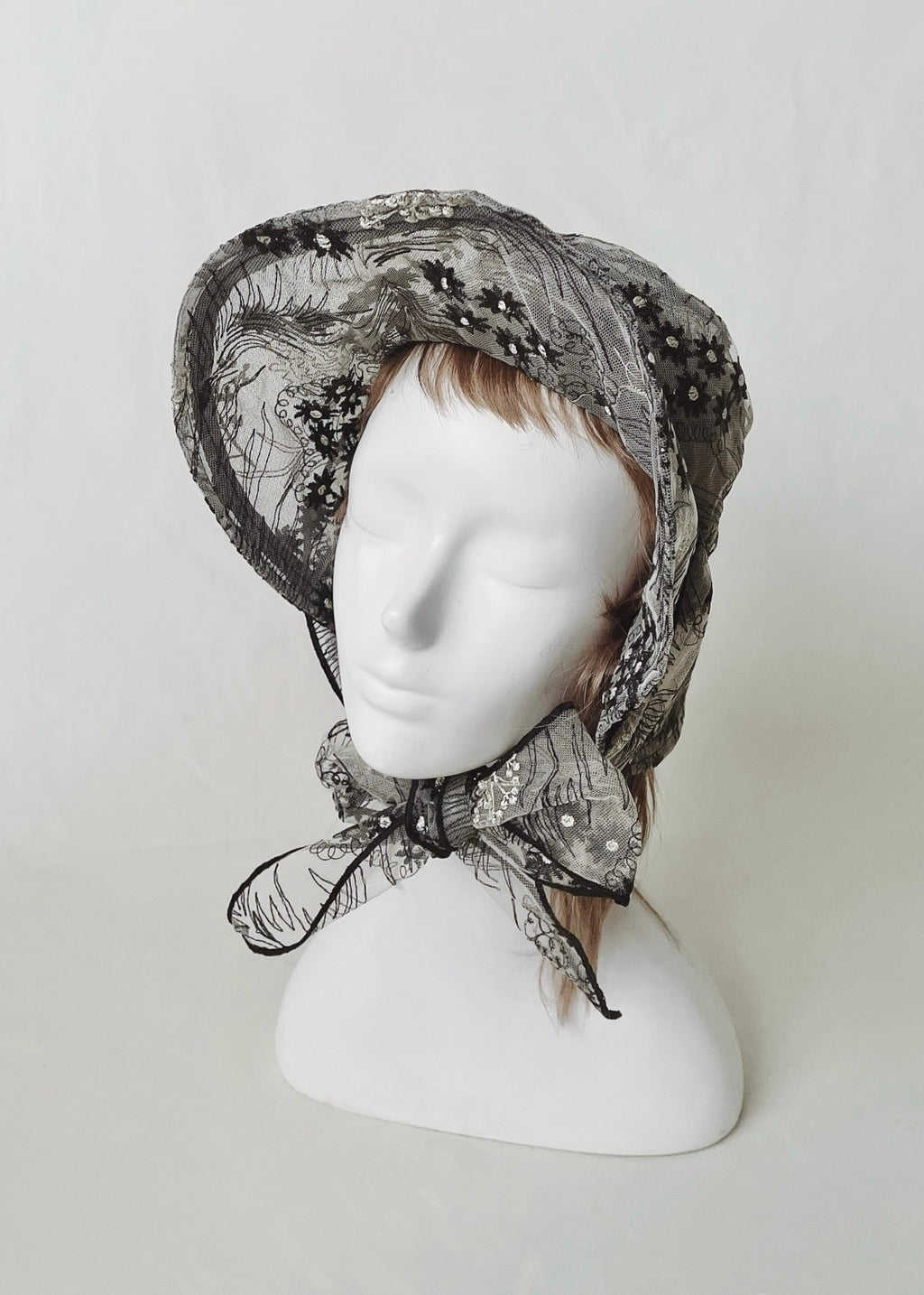 Astera Black | Embroidered Lace Veil Hat