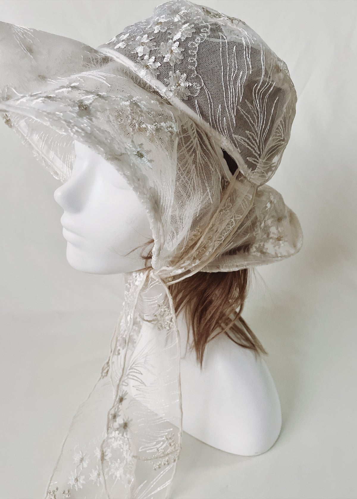 Astera White | Embroidered Lace Veil Hat