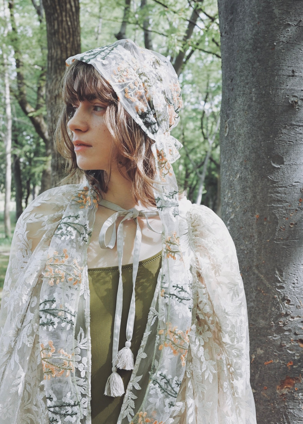 Wild Meadow | Embroidred Lace Veil Hood