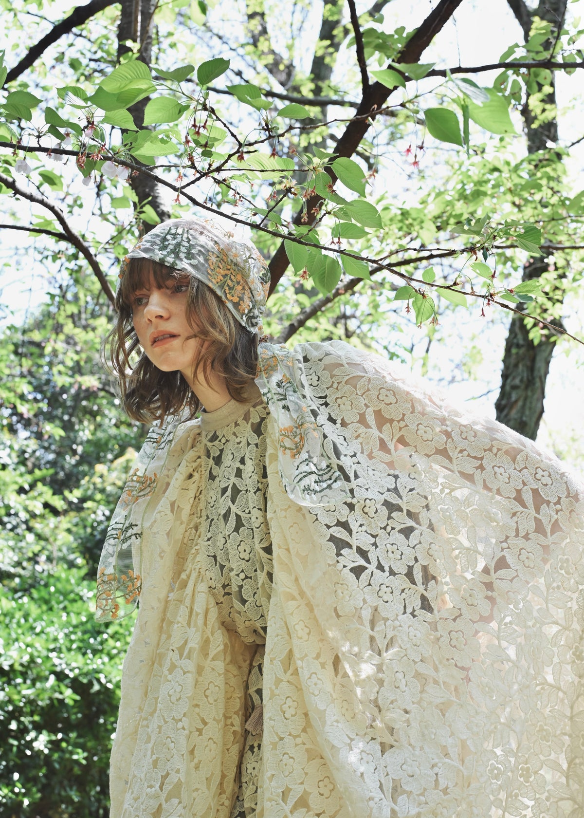 Wild Meadow | Embroidred Lace Veil Hood