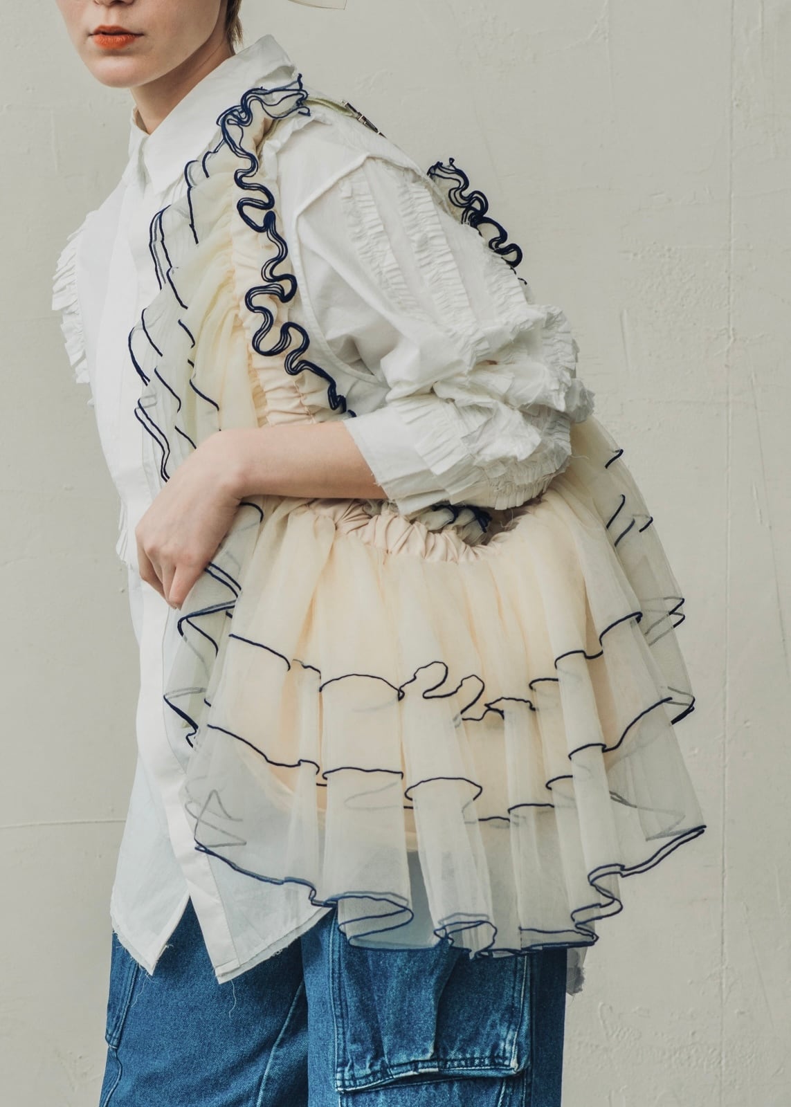DŌRA TIER Maxi | Ruffled Hidden Bag - SEA WHITE