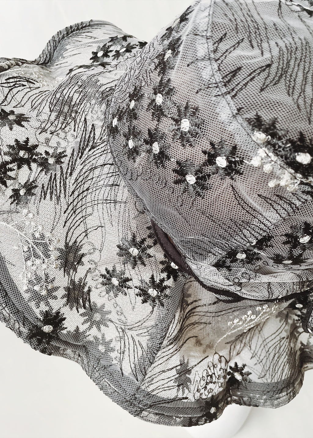 Astera Black | Embroidered Lace Veil Hat