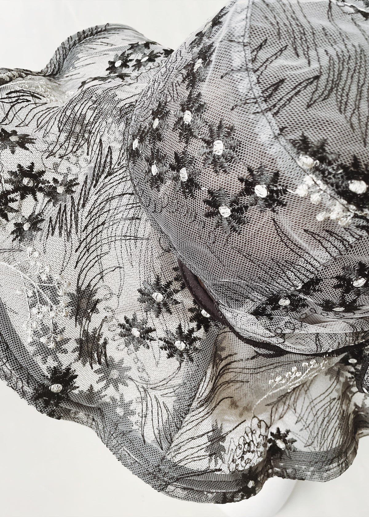 Astera Black | Embroidered Lace Veil Hat