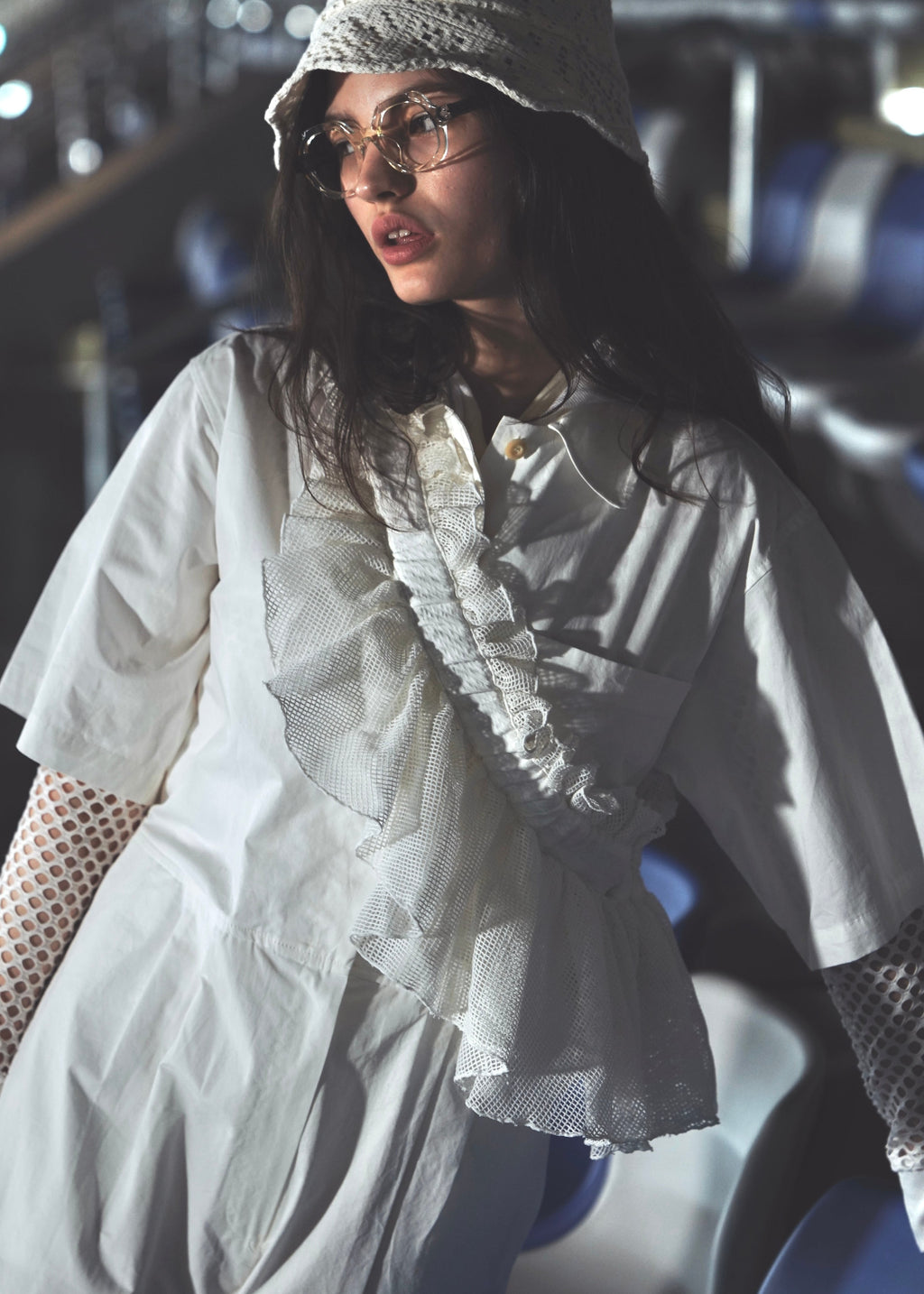 DŌRA LUX | Versatile Ruffled Bag - WHITE